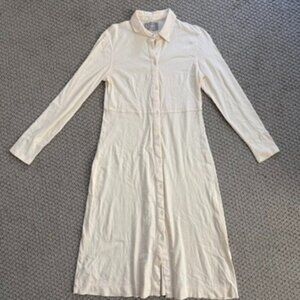 Everlane Womens Size S Cream Button Up Shirt Dress Like New